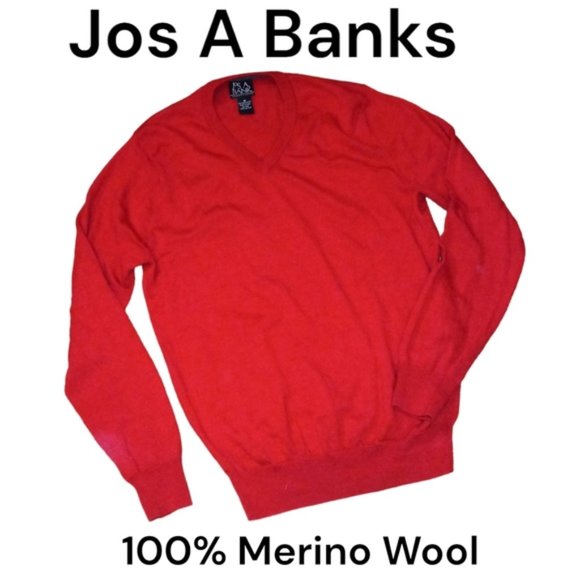 Jos. A. Bank Other - 100% MERINO WOOL Jos A Bank RED V NECK SWEATER